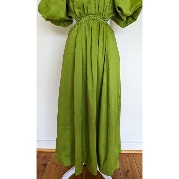 SOLD Aje Capucine Puff Sleeve Midi Dress Size 10 Verdant Green BNWT - Picture 12 of 15